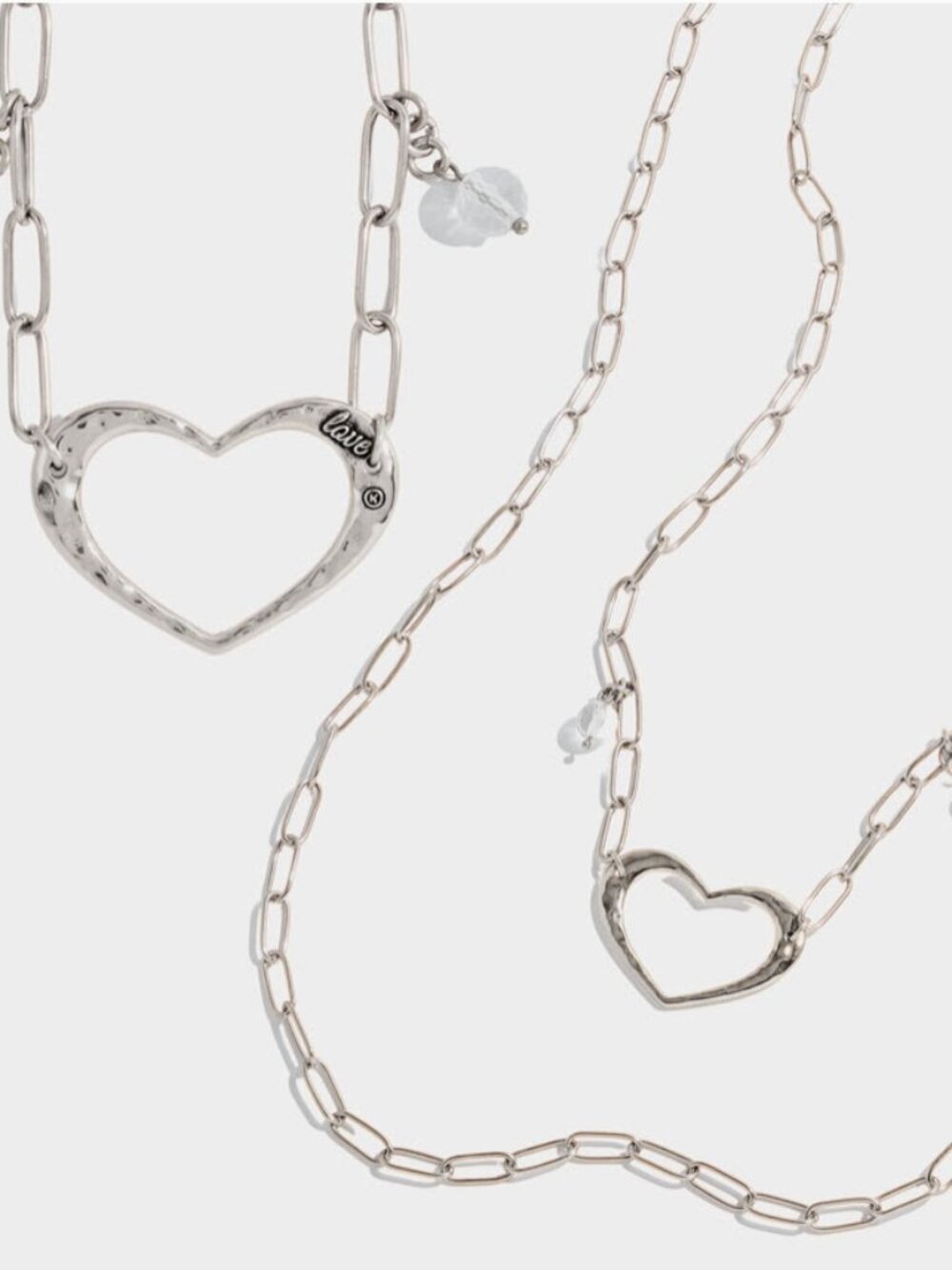 Katia Designs Jewelry Silver LOVE Open Heart Layering Necklace